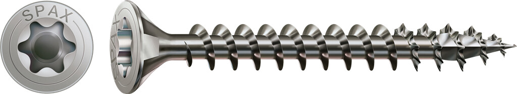 SPAX flat countersunk head  4 x 60/50  full thread, T-STAR plus T20, 4CUT, Stainless Steel A2